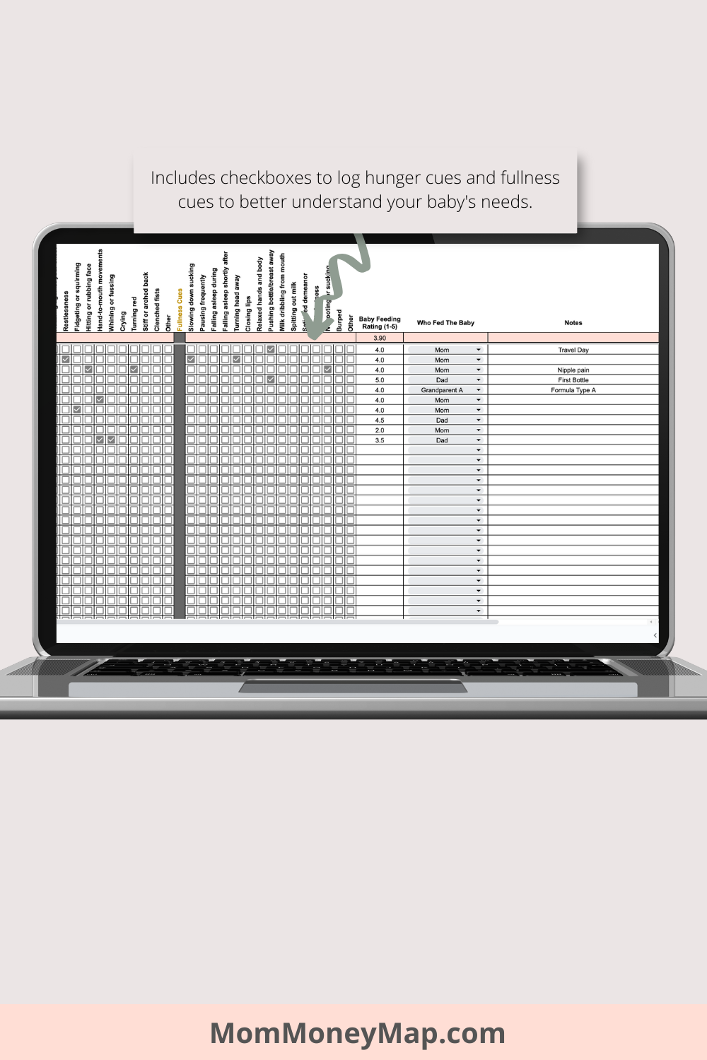 Baby Feeding Tracker Google Sheets Spreadsheet