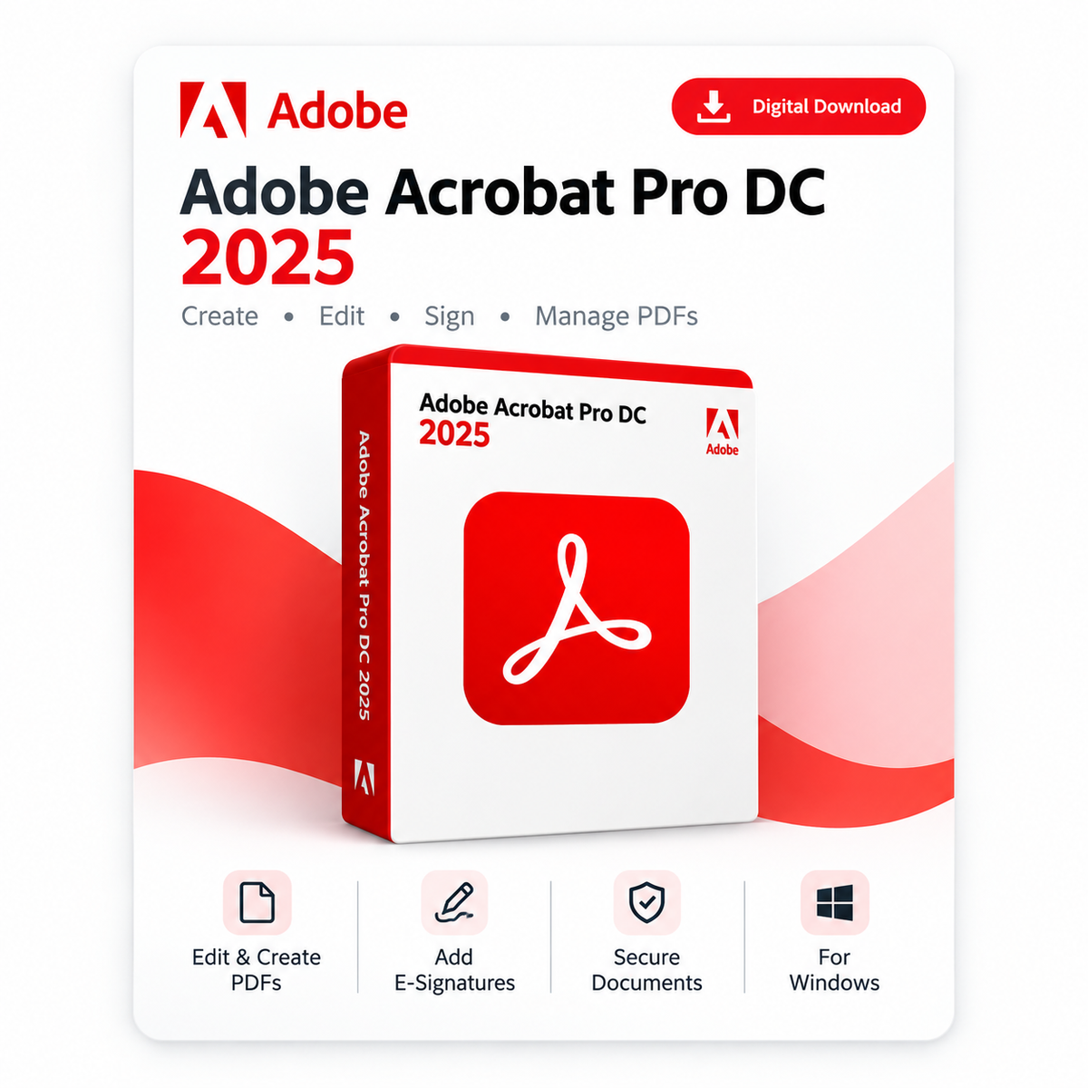 Adobe Acrobat Pro DC 2025 With Lifetime License For Windows Unlimited Devices