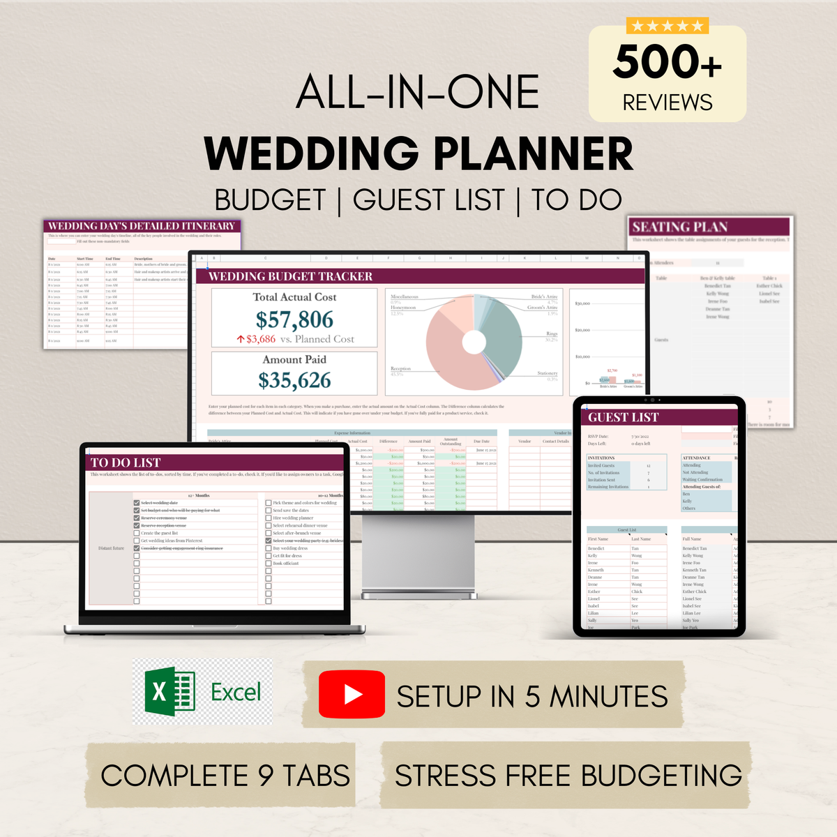 Wedding Planning Spreadsheet Excel Template