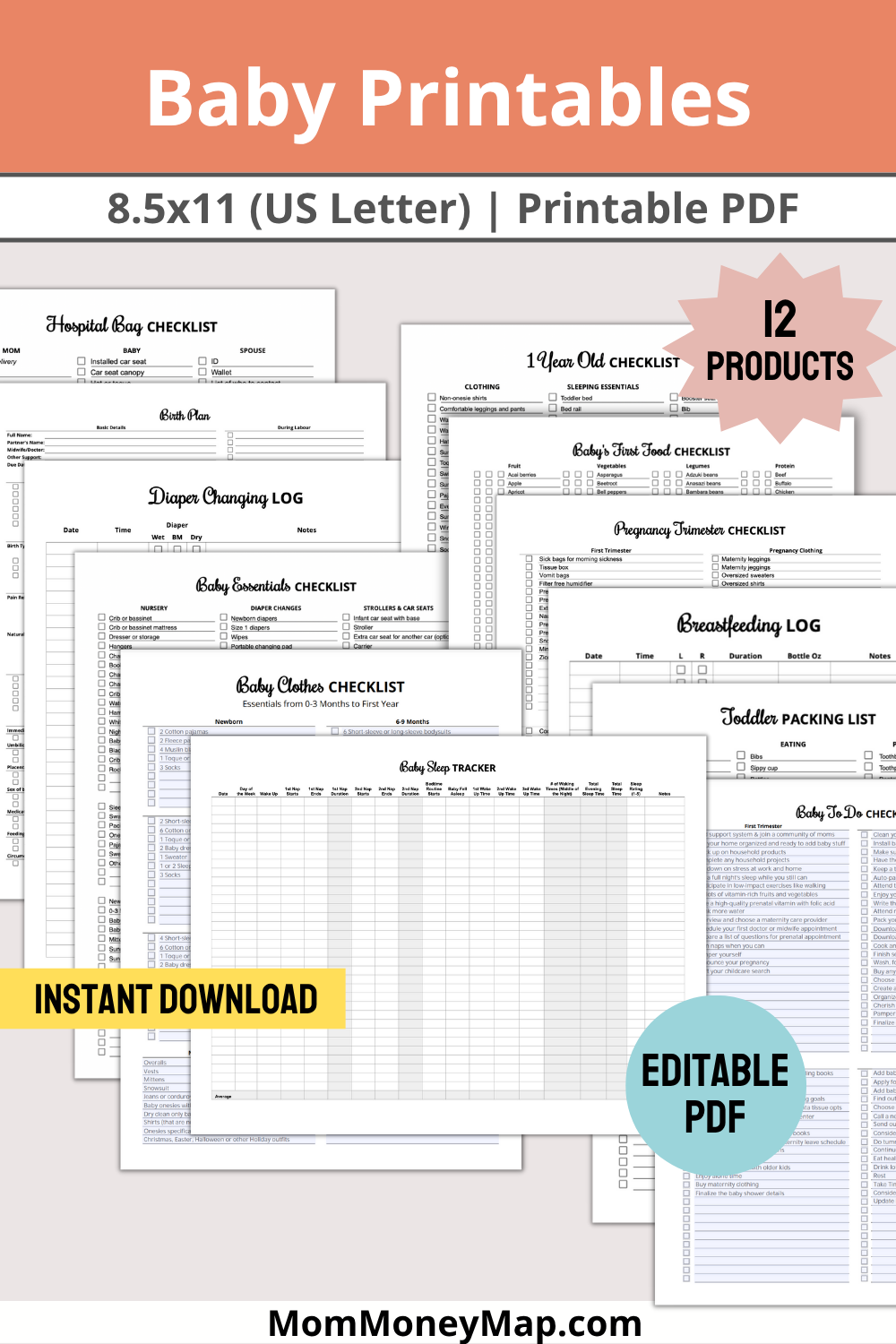 Baby Planner Printables PDF Bundle