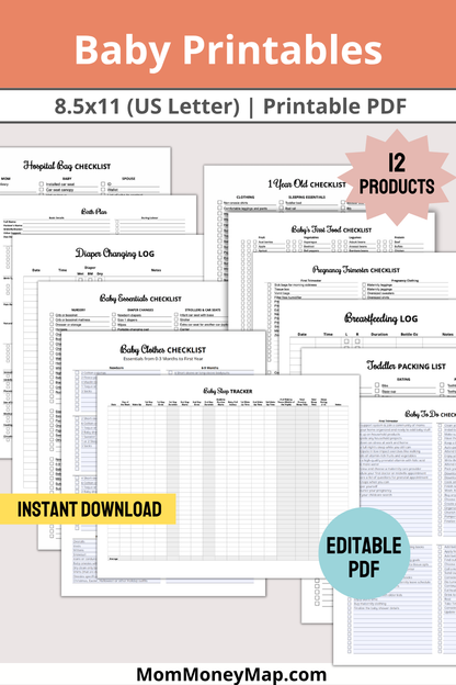 Baby Planner Printables PDF Bundle