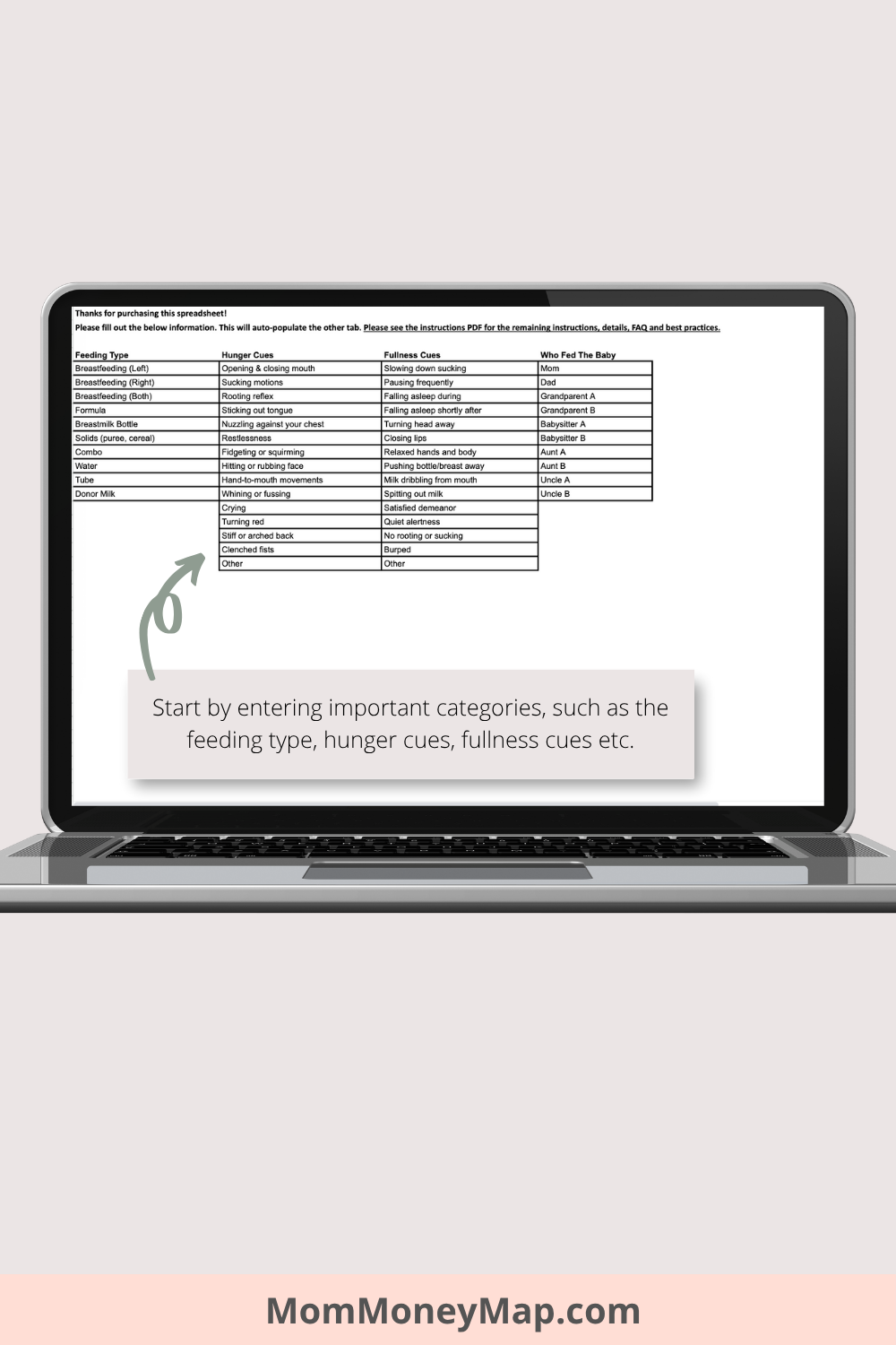 Ultimate Baby Feeding Tracker with Summaries Google Sheets Spreadsheet