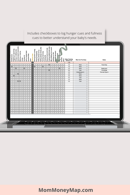 Baby Feeding Tracker with Summaries Google Sheets Spreadsheet