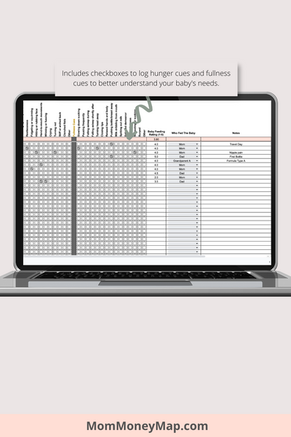 Baby Feeding Tracker Google Sheets Spreadsheet