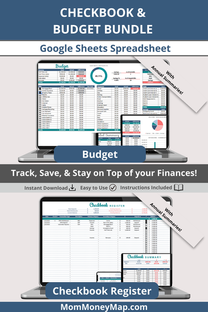 Checkbook Budget Google Sheets Spreadsheet Bundle