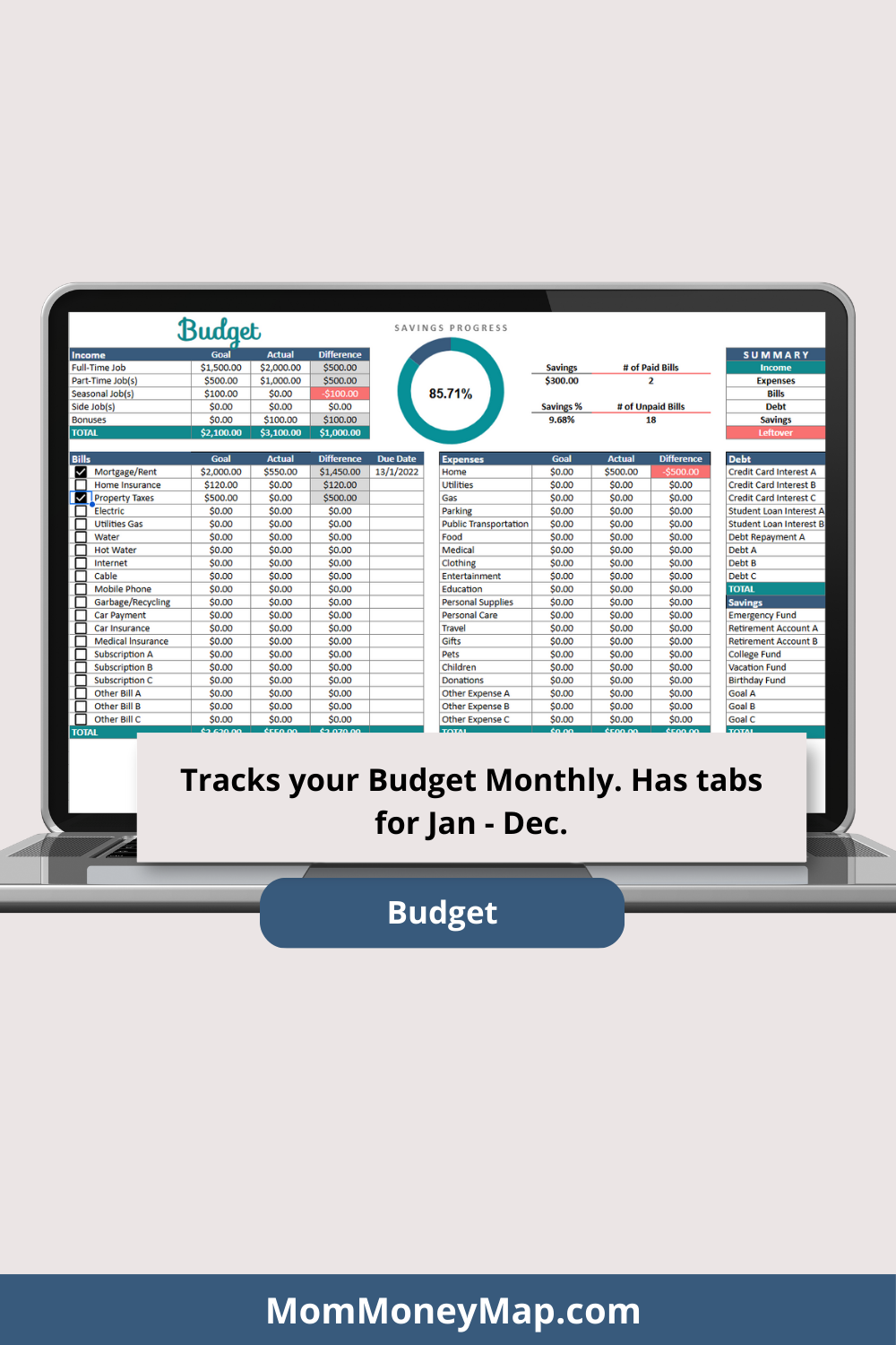Checkbook Budget Google Sheets Spreadsheet Bundle