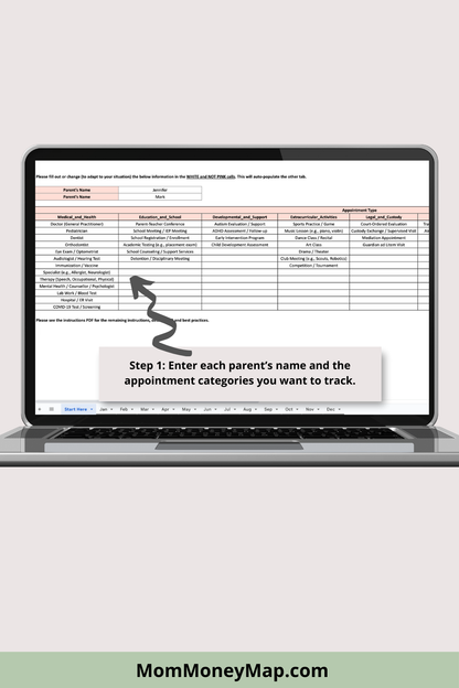 Appointment Log with Monthly Summaries Google Sheets Spreadsheet