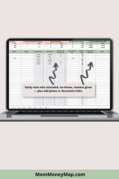 Appointment Log with Monthly Summaries Google Sheets Spreadsheet