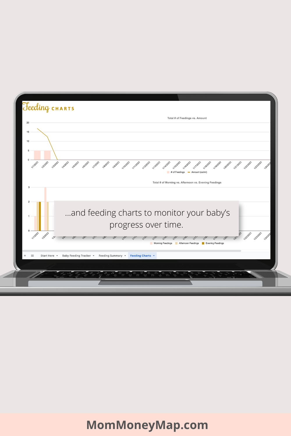 Baby Feeding Tracker with Summaries Google Sheets Spreadsheet