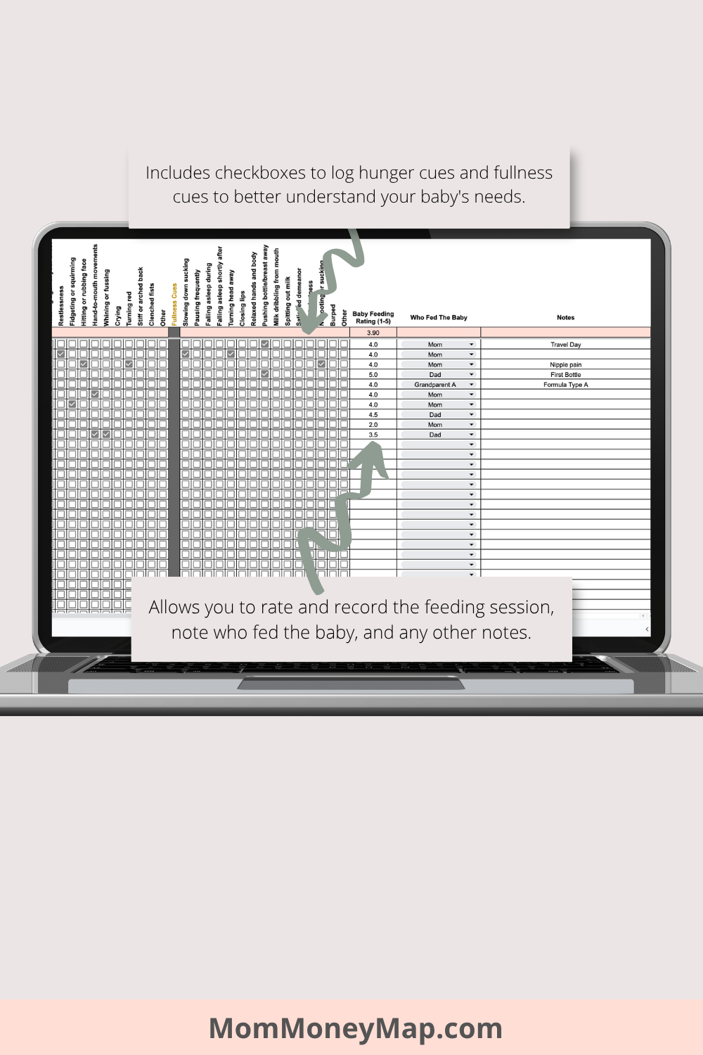 Ultimate Baby Feeding Tracker with Summaries Google Sheets Spreadsheet