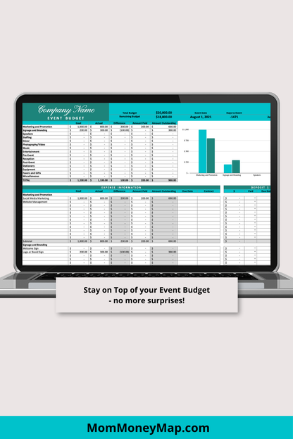 Blue and Green Gala Fundraiser Google Sheets Spreadsheet