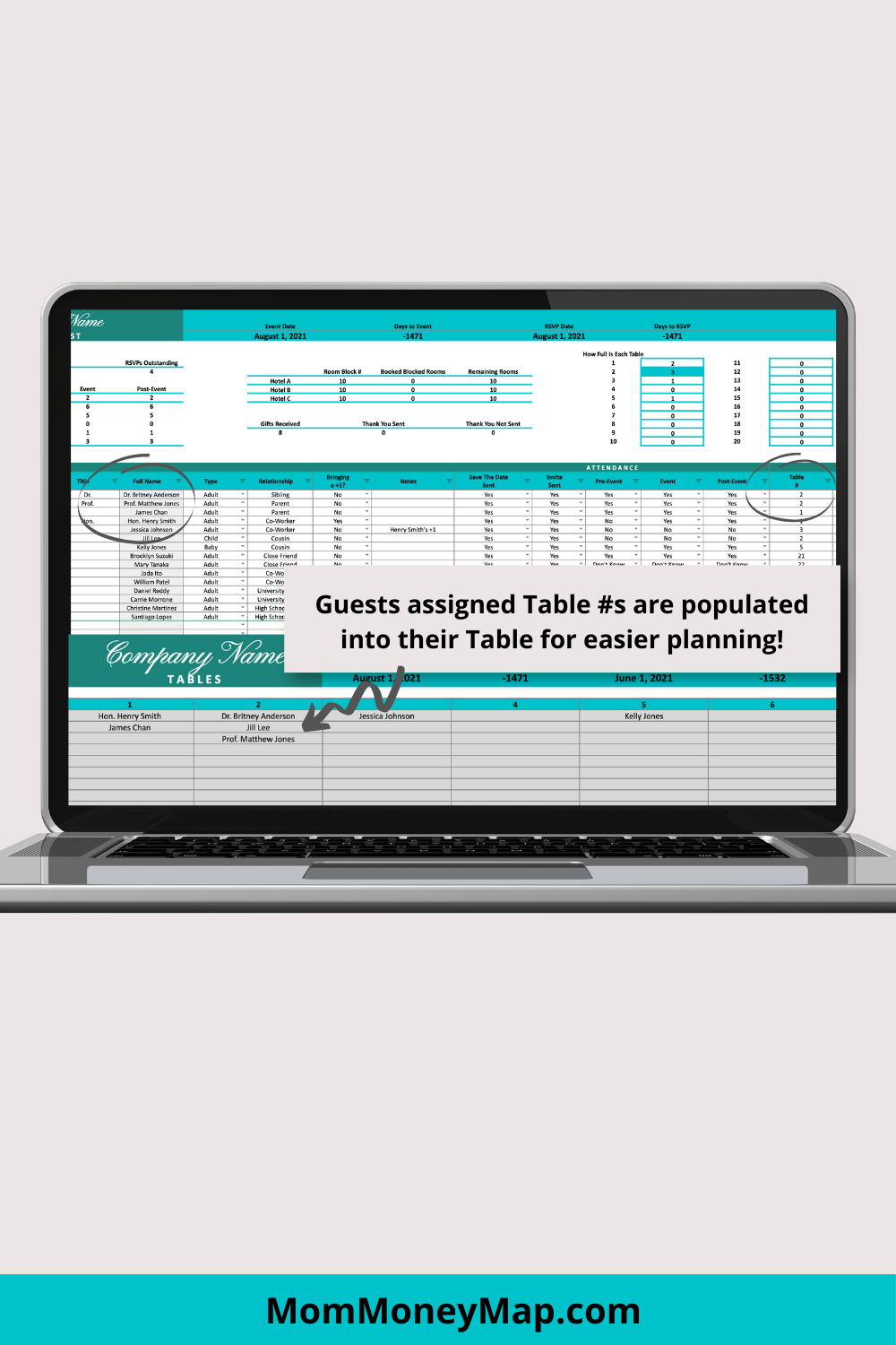 Blue and Green Gala Fundraiser Google Sheets Spreadsheet