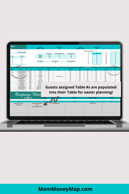 Blue and Green Gala Fundraiser Google Sheets Spreadsheet