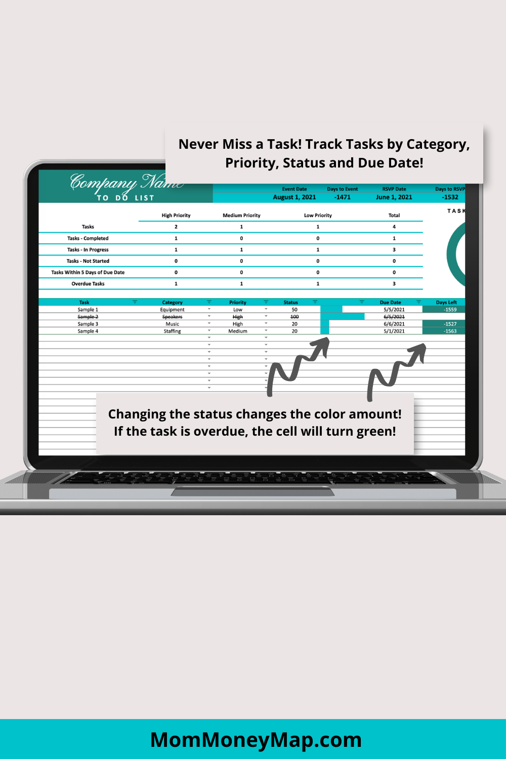 Blue and Green Gala Fundraiser Google Sheets Spreadsheet