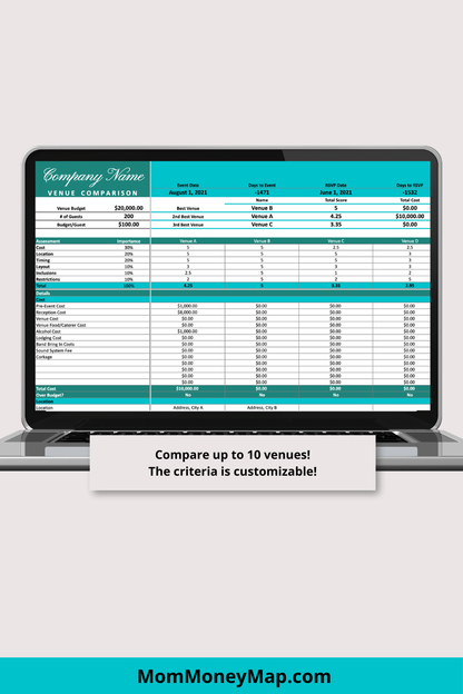 Blue and Green Gala Fundraiser Google Sheets Spreadsheet