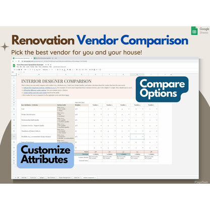 Home Renovation Budget Template & Planner - Google Sheets