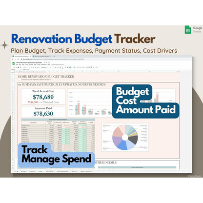 Home Renovation Budget Template & Planner - Google Sheets