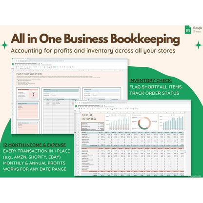 Bookkeeping Spreadsheet for Small Business Google Sheets