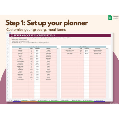 Weekly Meal Planning Template Google Sheets