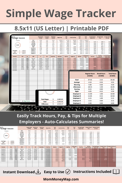 Simple Wage Tracker Excel Spreadsheet