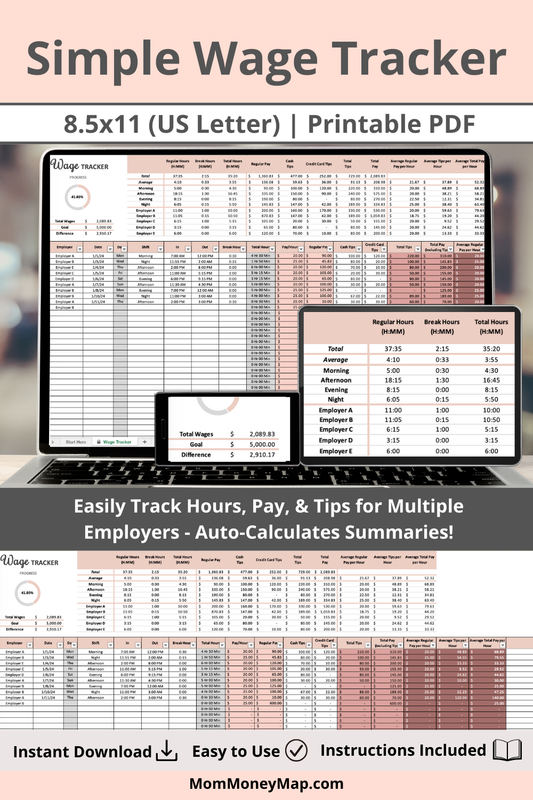 Simple Wage Tracker Excel Spreadsheet