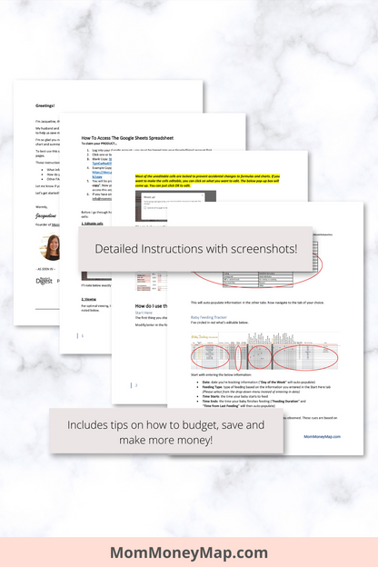 Baby Feeding Tracker with Summaries Google Sheets Spreadsheet