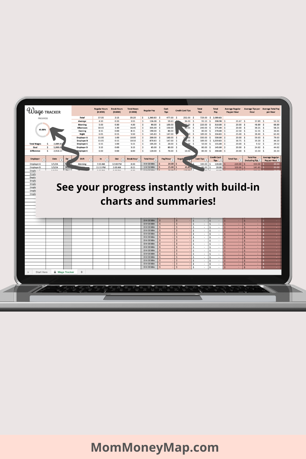 Simple Wage Tracker Excel Spreadsheet