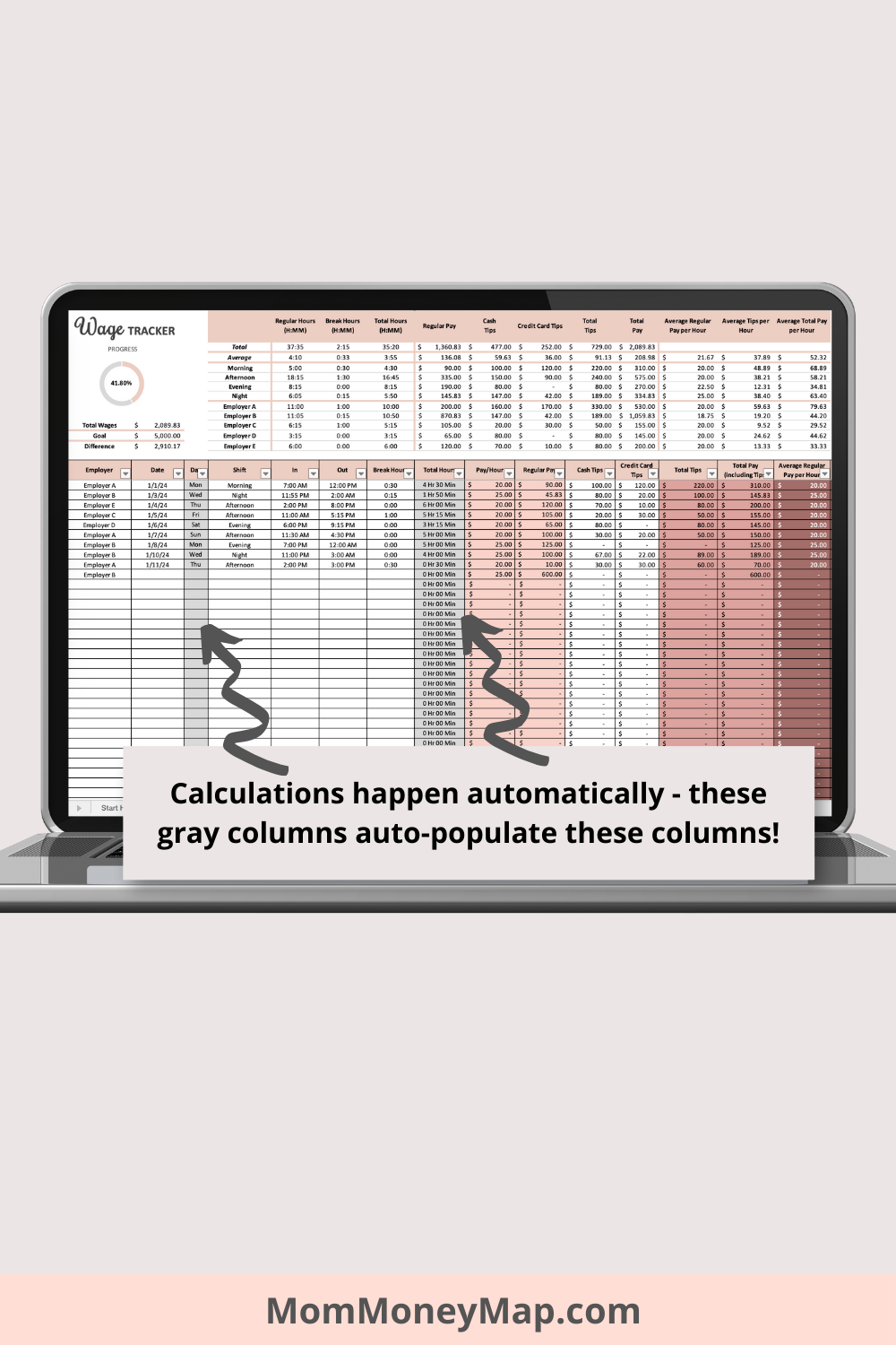 Simple Wage Tracker Excel Spreadsheet