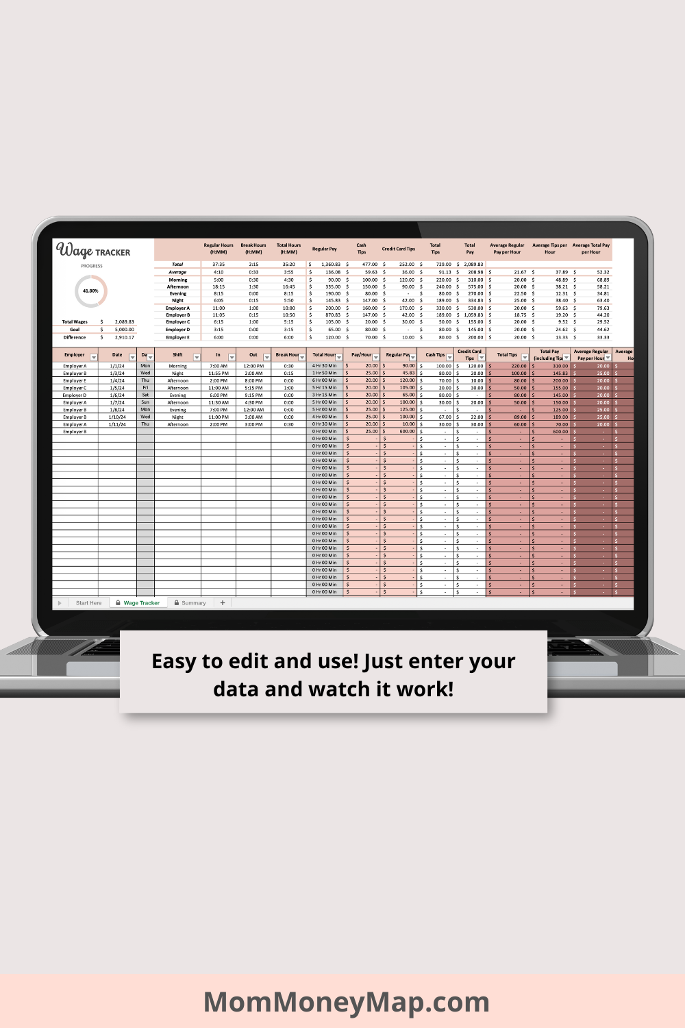Wage Tracker Excel Spreadsheet