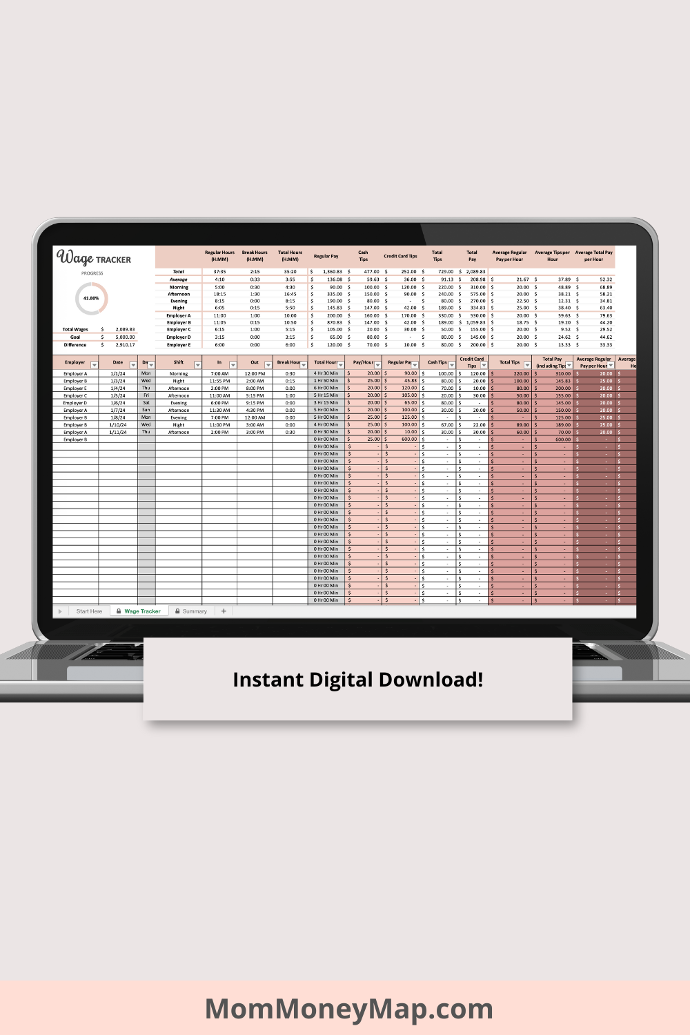 Wage Tracker Excel Spreadsheet